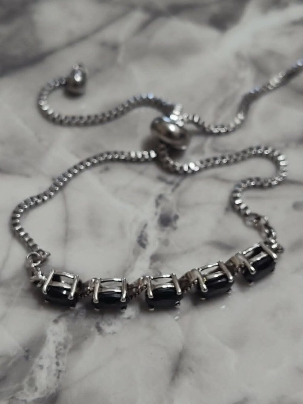 Black Spinel 5-stone bolo bracelet